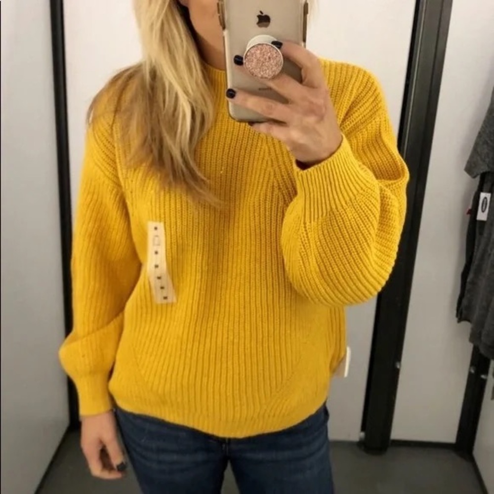 Old navy mustard yellow mock neck knit sweater